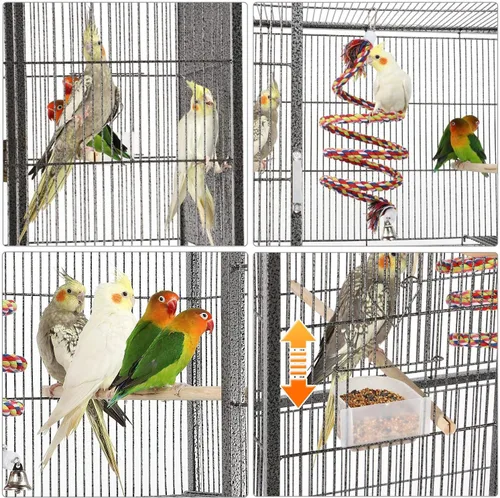 Miniatura 5 de Yaheetech Jaula para Pájaros Extra Grande de 69 Pulgadas, Jaula de Metal para Loros de Tamaño Mediano, Cacatúas, Cotorras, Periquitos, Tortolitos