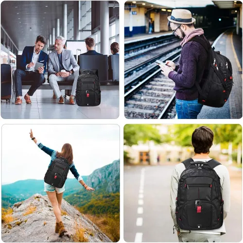 Miniatura 10 de NUBILY Mochila para laptop de 17 pulgadas, impermeable, extra grande, con aprobación TSA, antirrobo, para viajes, negocios universitarios, mochilas