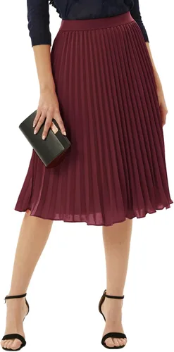 Miniatura 164 de GRACE KARIN - Falda plisada de gasa para mujer, con cintura alta y elástica, vuelo, corte acampanado y longitud por debajo de la rodilla