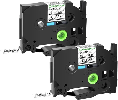 GREENCYCLE Paquete de 2 cintas de etiquetas estándar compatibles con TZ TZe 131 TZ-131 TZe-131 para etiquetadora Ptouch PT-D210 PT-H110 PT-D400AD de