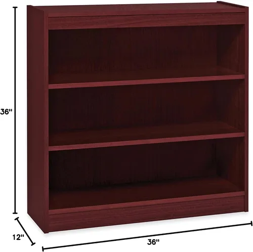 Miniatura 2 de Lorell Estantería de caoba con panel de 3 estantes, 36" x 12" x 36