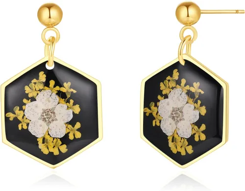 Miniatura 47 de Forget-Me-Not and Queen Anne's Lace Pressed Wildflower Earrings Pressed Flower Earrings Handmade Drop and Dangle Earrings Gift for Woman