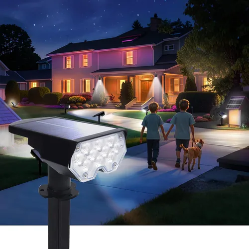 Foco Solar para Exteriores Impermeable Iluminación LED de Acento para Paisaje para Patio, Árbol, Plantas, Paredes, Sendero, Jardín, Estatuas, Brillo