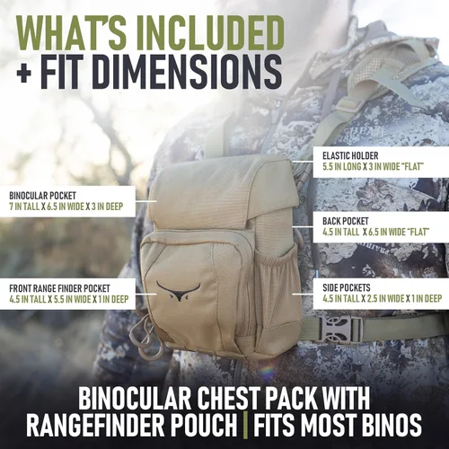 Miniatura 3 de Arnés para binoculares – Aparejo ligero de caza con bolsa de telémetro, sistema MOLLE arnés bino para caza de arco, mochila táctica para hombres