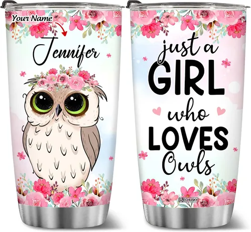 Miniatura 17 de BECHUSKY Vaso de acero inoxidable personalizado con aislamiento al vacío de flores de jirafa con tapa Just A Girl Who Loves Giraffes, taza de café