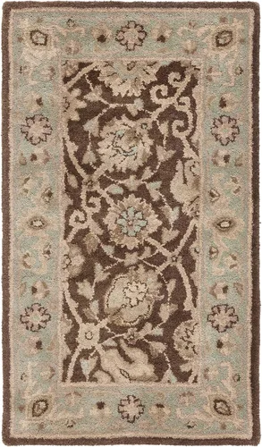 SAFAVIEH Colección Antigüedad - Alfombra decorativa - 2.3 x 4 pies, marrón y verde, lana tradicional oriental hecha a mano, ideal para áreas de alto