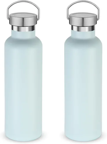 Miniatura 9 de Volhoply 24 onzas Botella de agua aislada con boca estándar con tapa de combinación de plástico y acero inoxidable, botellas de agua de 304 18/8