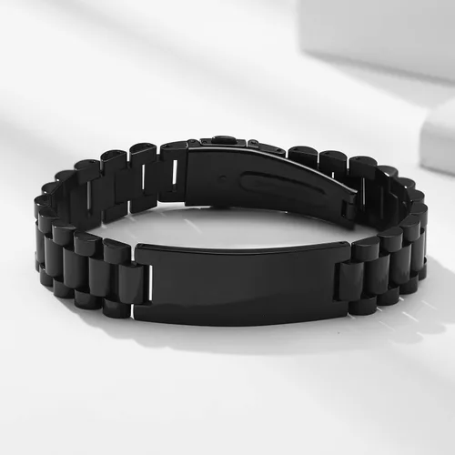 Miniatura 5 de VNOX Correa de reloj masculina de acero inoxidable, pulsera de eslabones personalizada, regalo de joyería para hombres, papá, padre, marido, novio