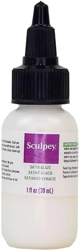 Sculpey Esmalte satinado Polyform, no tóxico, botella de 1 onza líquida con tapa giratoria de flujo preciso. Añadirá un acabado satinado a tus