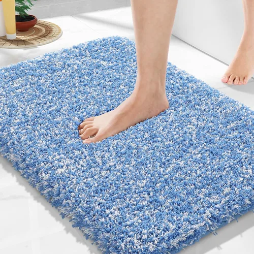 Miniatura 38 de Yimobra Alfombra de baño de felpa esponjosa, súper lanuda suave, cómoda, antideslizante, absorbente de agua, alfombra de baño de microfibra que se