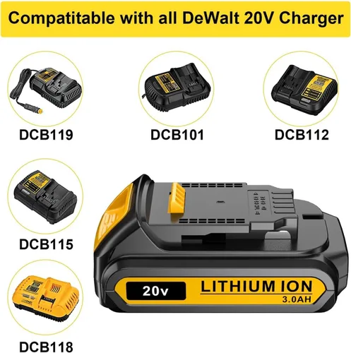Miniatura 6 de Reemplazo para paquete de batería DEWALT 20V MAX, 3.0-Ah, 2 unidades, compatible con herramientas eléctricas inalámbricas Dewalt DCB200 DCD DCF DCG