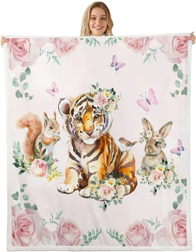 Miniatura 18 de Erosebridal Manta infantil de cebra de 40 x 50 pulgadas para dormitorio, sala de estar, sofá, sofá, manta de forro polar de animales de zoológico