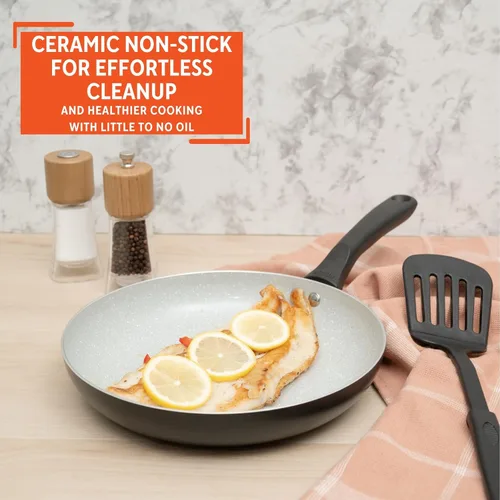 Miniatura 4 de IMUSA - Sartén para freír Premier de cerámica antiadherente de 9.5" con mango de tacto fresco, negro mate