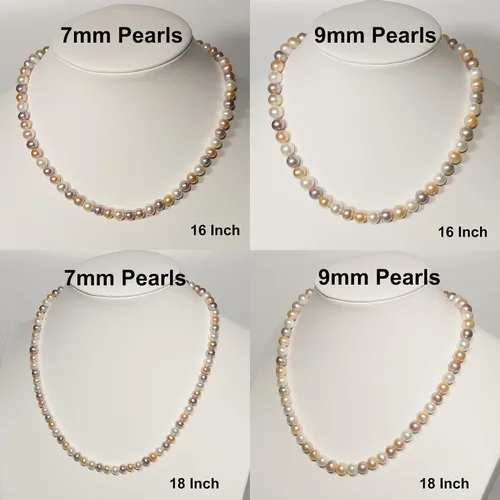 Miniatura 2 de Orien Jewelry Collares de perlas cultivadas de agua dulce multicolor de 0.197-0.354 in para mujeres 16-48 pulgadas de calidad AA