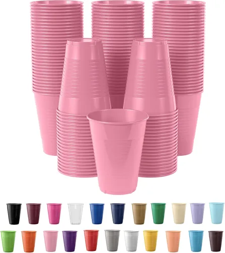 Miniatura 14 de Exquisitos vasos de plástico Party Solids de 12 onzas para suministros de fiesta, paquete de 50 vasos desechables amarillos de plástico, vasos