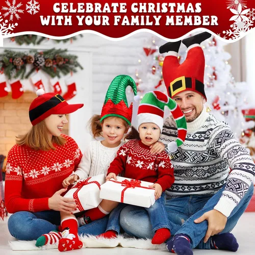 Miniatura 5 de Syhood Sombreros de Navidad, gorro de árbol de Navidad de Papá Noel para fiesta, disfraz de vacaciones para adultos