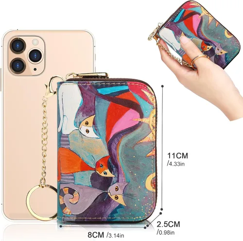Miniatura 5 de APHISON RFID - Tarjetero, carteras para mujer. Funda para tarjetas de piel con cremallera para mujerniñaCaja regalo
