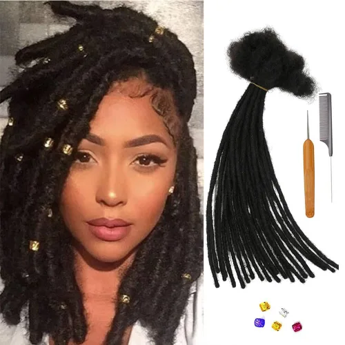 Miniatura 13 de 0.2 in y 0.2 in de ancho, 4-14 pulgadas de 10, 30, 60, 100 hebras de extensiones de cabello humano 100% real para hombres/mujeres/niños, paquetes