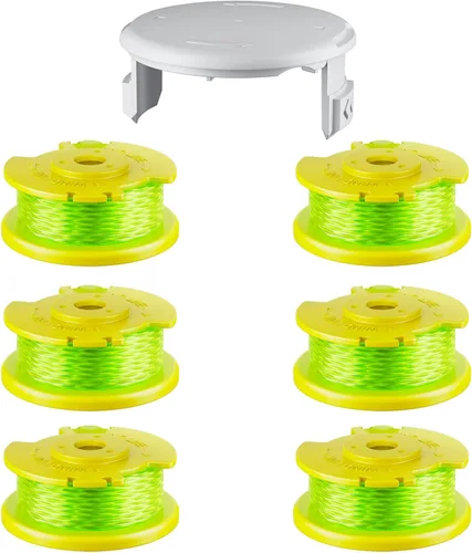 7 cuerdas de repuesto AC80RL3 compatibles con Ryobi One Plus+, 0.080 pulgadas de diámetro Refll y tapa de cubierta AC14HCA para recortadoras