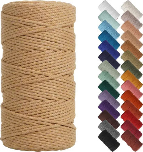 Miniatura 64 de NOANTA - Cuerda de macramé color beige natural, 1/8 pulgadas (3 mm) x 109 yardas (100 metros), cuerda de algodón colorido para colgar en la pared