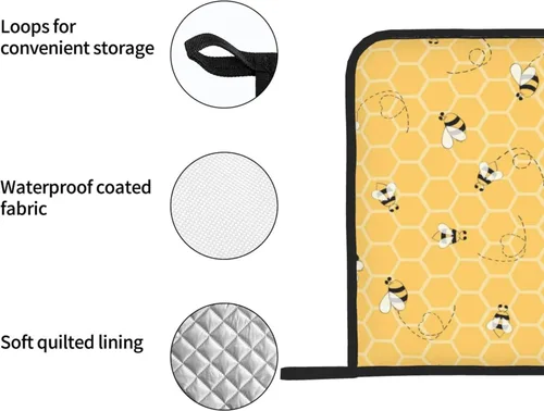 Miniatura 3 de Juego de 2 soportes para ollas de abeja de panal para cocina, resistentes al calor, forro de algodón, almohadillas calientes para cocina, mostrador