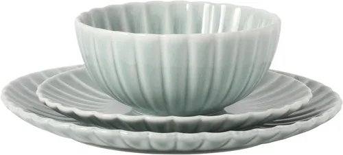 Miniatura 10 de Gibson Elite Peach Orchard 12-Piece New Bone China Dinnerware Set Service for 4, Embossed Fluted Plates and Bowls, Dishwasher and Microwave Safe