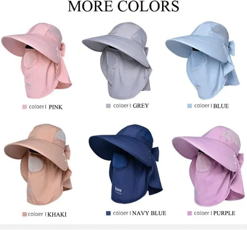 Miniatura 9 de KORADI Sombreros de pesca solar para mujer, ala ancha, protección UV, plegable, sombrero de verano con solapa desmontable