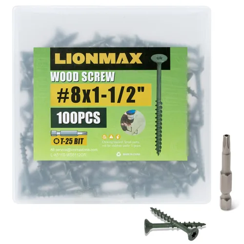 Miniatura 13 de LIONMAX Tornillos para madera de 1 pulgada, tornillos de cubierta #8 x 1, 1000 unidades, resistentes a la corrosión, revestimiento epoxi, tornillo