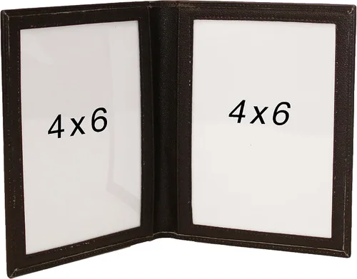 Miniatura 3 de Portarretratos de cuero para retrato doble 4x6 - negro