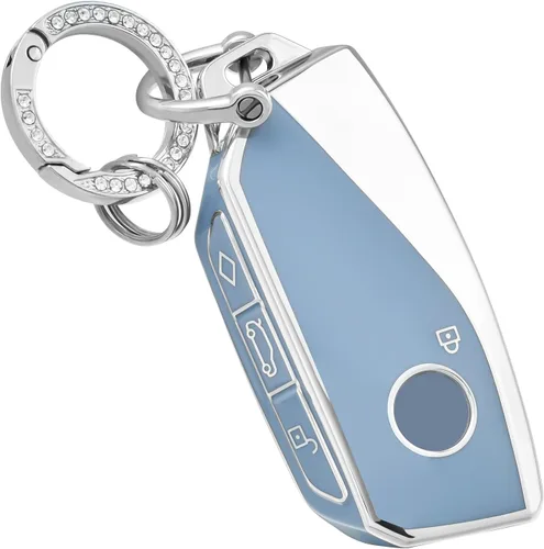 OFFCURVE Funda para llavero con llavero para BMW, compatible con BMW I7 M Sport 2023 X7 i7 xi X1 IX M5 7 Series 735Li 740 4 botones Smart Key Fob