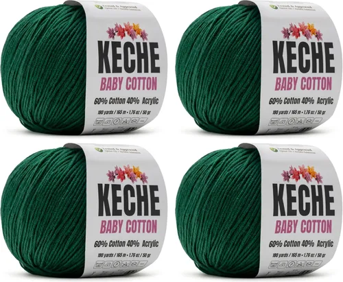 Miniatura 85 de Keche Hilo de algodón, 60% algodón, 40% hilo acrílico, hilo de algodón suave para crochet y tejer, hilo amigurumi, 1 madeja/bola, 1.76 onzas (50g)