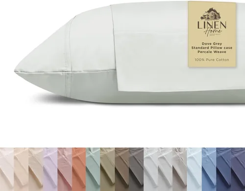Miniatura 24 de Linen Home Juego de fundas de almohada King de 500 hilos, fundas de almohada 100 % algodón de fibra larga, juego de 2 fundas de almohada de satén