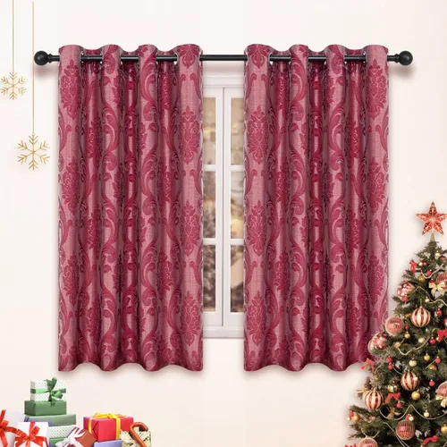 Miniatura 10 de NAPEARL - Cortinas de damasco marrón: cortinas de lujo para sala de estar, cortinas de jacquard para decoración del hogar, cortina marrón victoriana