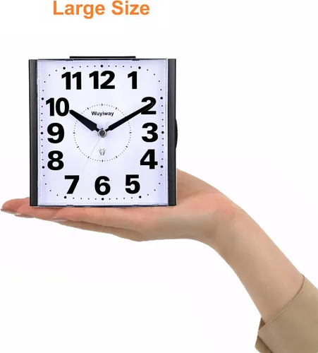 Miniatura 7 de Reloj despertador analógico grande de 4.7 pulgadas, funciona con pilas, legible para personas mayores, iluminado bajo demanda y repetición, sonidos