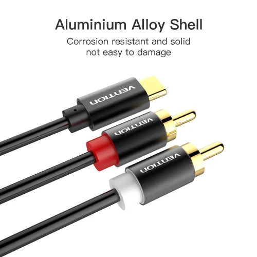Miniatura 2 de VENTION Cable de audio USB C a 2 RCA, tipo C a RCA macho a macho, cable de audio y RCA compatible con iPhone 17 16 Pro Max/16 Pro/16 Plus, iPad Pro