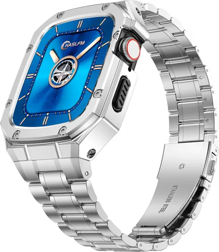 Miniatura 7 de Correa de reloj de acero inoxidable y funda compatible con Apple Watch Series 6 5 4 SE3/2/1 (1.732 pulgadas), serie 3 2 1 (1.654 pulgadas), correa