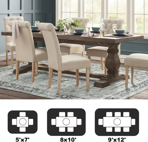 Miniatura 283 de Syalife 4x6 Alfombra Lavable para Área, Ultra Suave Antideslizante, Pila Baja, Alfombra Vintage Resistente a Manchas para Sala de Estar, Alfombra