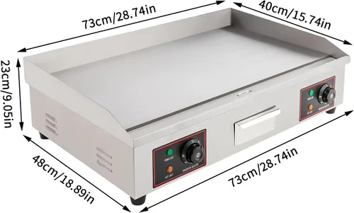Miniatura 4 de Plancha eléctrica plana superior, 3000 W, 30 pulgadas, plancha eléctrica de acero inoxidable para encimera con tanque de recolección de aceite