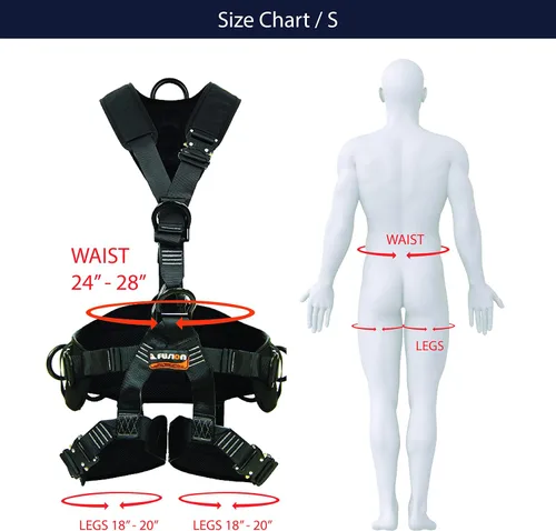 Miniatura 6 de Fusion Tac Rescue Arnés táctico de cuerpo completo Eva acolchado resistente ajustable con cremallera 23kn