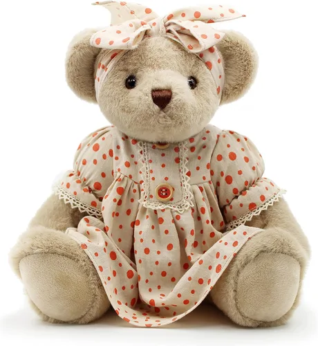 suepcuddly Oso de Peluche Articulado Animales de Peluche Pequeño Juguete de Peluche Suave con Tela (Naranja 13 Pulgadas)