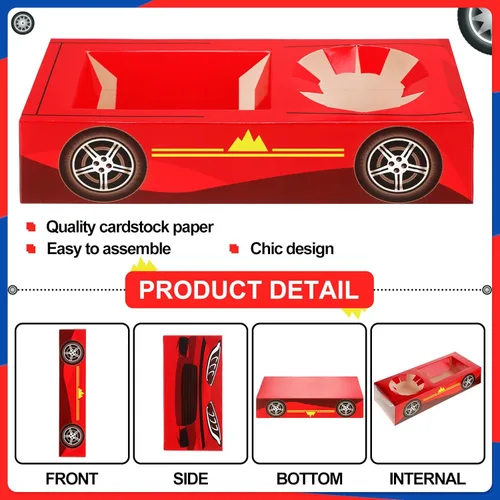 Miniatura 3 de Lincia 12 cajas de comida para fiestas de autos de carreras, suministros para fiestas de cumpleaños, bandejas de alimentos con cajas de aperitivos