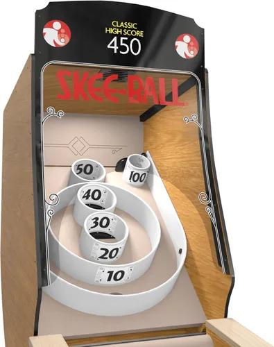 Miniatura 3 de Skee-Ball Juego de máquina de mesa arcade para sala de recreación en el sótano del hogar, diversión clásica nostálgica premium y nostálgica de rollo