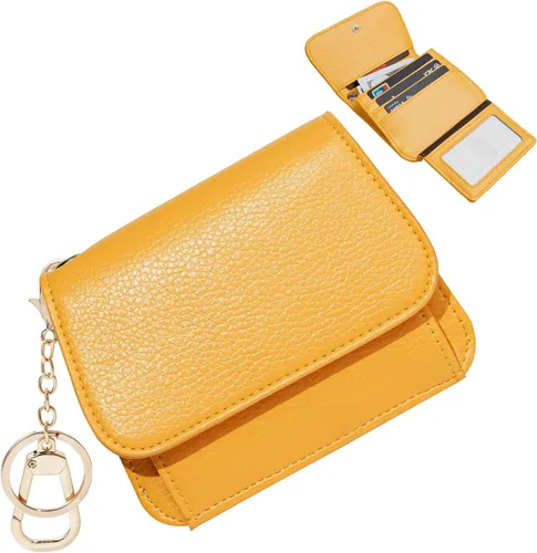 Miniatura 15 de Cartera pequeña para mujer, con bloqueo RFID, delgada y bolsillo para monedas, tarjetero plegable para tarjetas de crédito con ventana