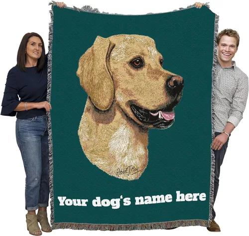 Miniatura 26 de Pure Country Weavers Golden Retriever - Manta tejida personalizada azul BG por Robert May - Manta de tapiz de algodón, fabricada en los Estados