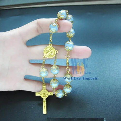 Miniatura 4 de 12pcs azul sintética Pearl Decenio Rosario Party Favor – Favor para bautizo, Primera Comunión, Bautismo, Boda, Sweet 15 – Recuerdos para Primera