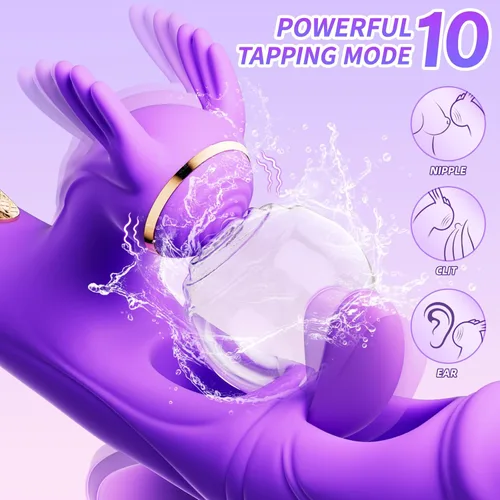Miniatura 9 de Juguetes sexuales vibradores para mujeres - Vibrador conejo 4EN1 con 10 aleteos, 10 vibraciones y 7 golpeteos, vibradores de punto G, consoladores