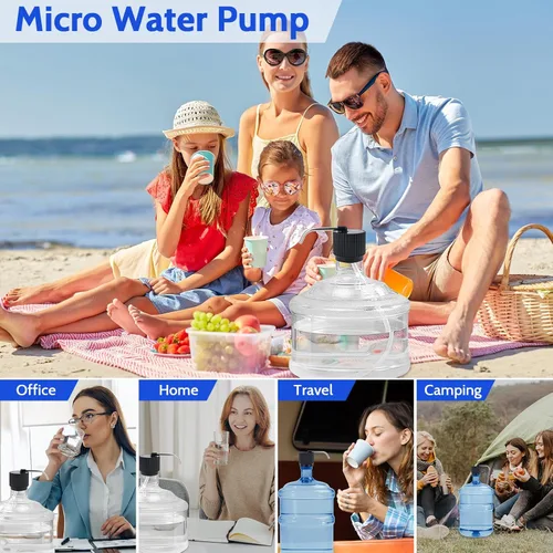 Miniatura 7 de Dispensador de agua de campamento para botella de 5 galones, bomba de botella de agua eléctrica portátil con carga USB, bomba universal de micro