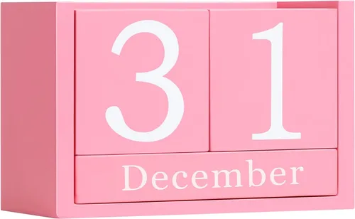 Miniatura 8 de Calendario de Bloques de Madera para Escritorio, Calendario Perpetuo de Escritorio de Tamaño Pequeño, Lindo Juego de Bloques de Fecha para Rosa