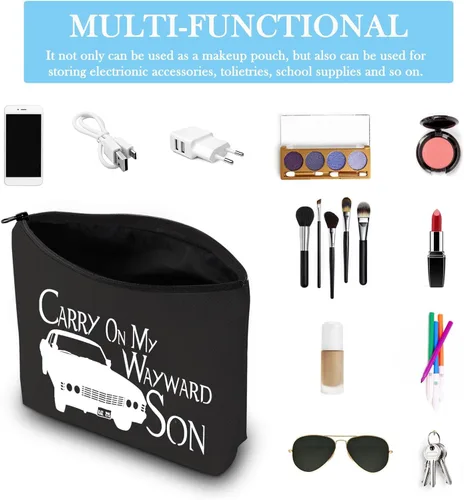 Miniatura 3 de Bolsa de maquillaje inspirada en programas de televisión Carry On My Wayward Hijo, para fanáticos y amigos, regalo, Carry On Negro