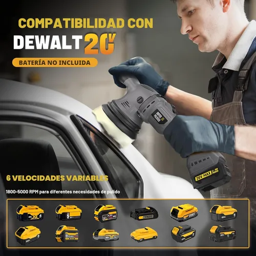 Miniatura 2 de VERVEWAVE Kit de pulidor inalámbrico para batería Dewalt de 20 V (sin batería), pulidor orbital de coche de 6 pulgadas, velocidad variable de 1800 a